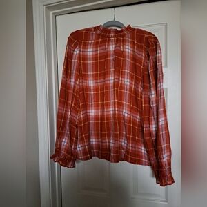 Time and Tru Red Plaid Blouse